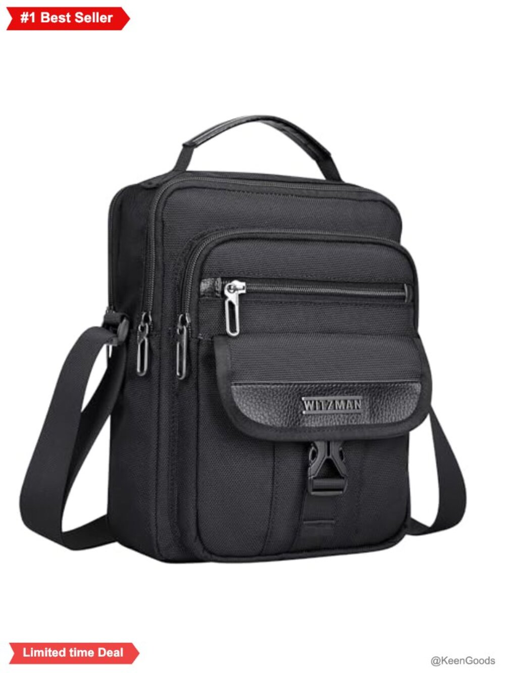 WITZMAN Nylon Crossbody Messenger Bag Small Travel Multi-Pocket